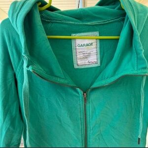 Garage Women's Green Zip-Up Sweatshirt Hoodie  Small